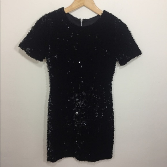 TOPSHOP Velvet Sequin Black Cocktail Dress - Picture 3 of 7